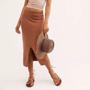 Free People Knit Skyline Midi in Cocoa Heather
